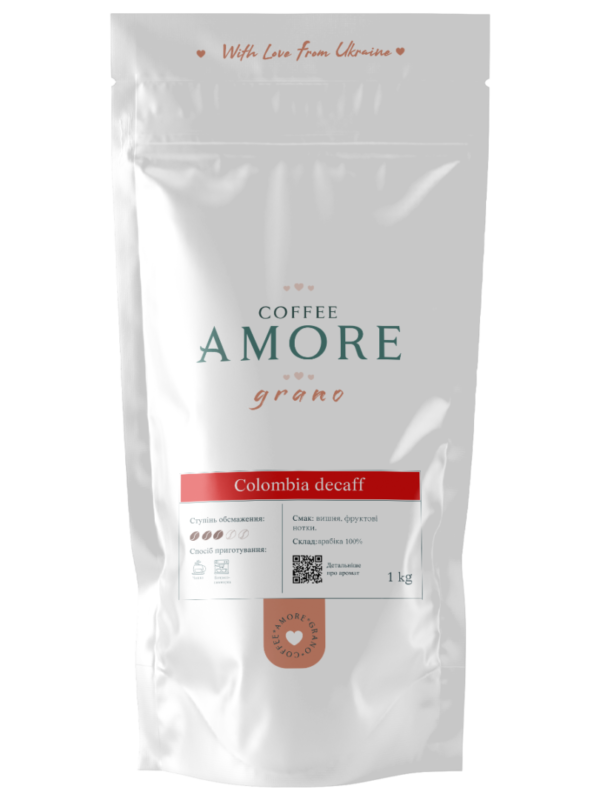 Кава Amore Grano Colombia Decaff без кофеїну в зернах